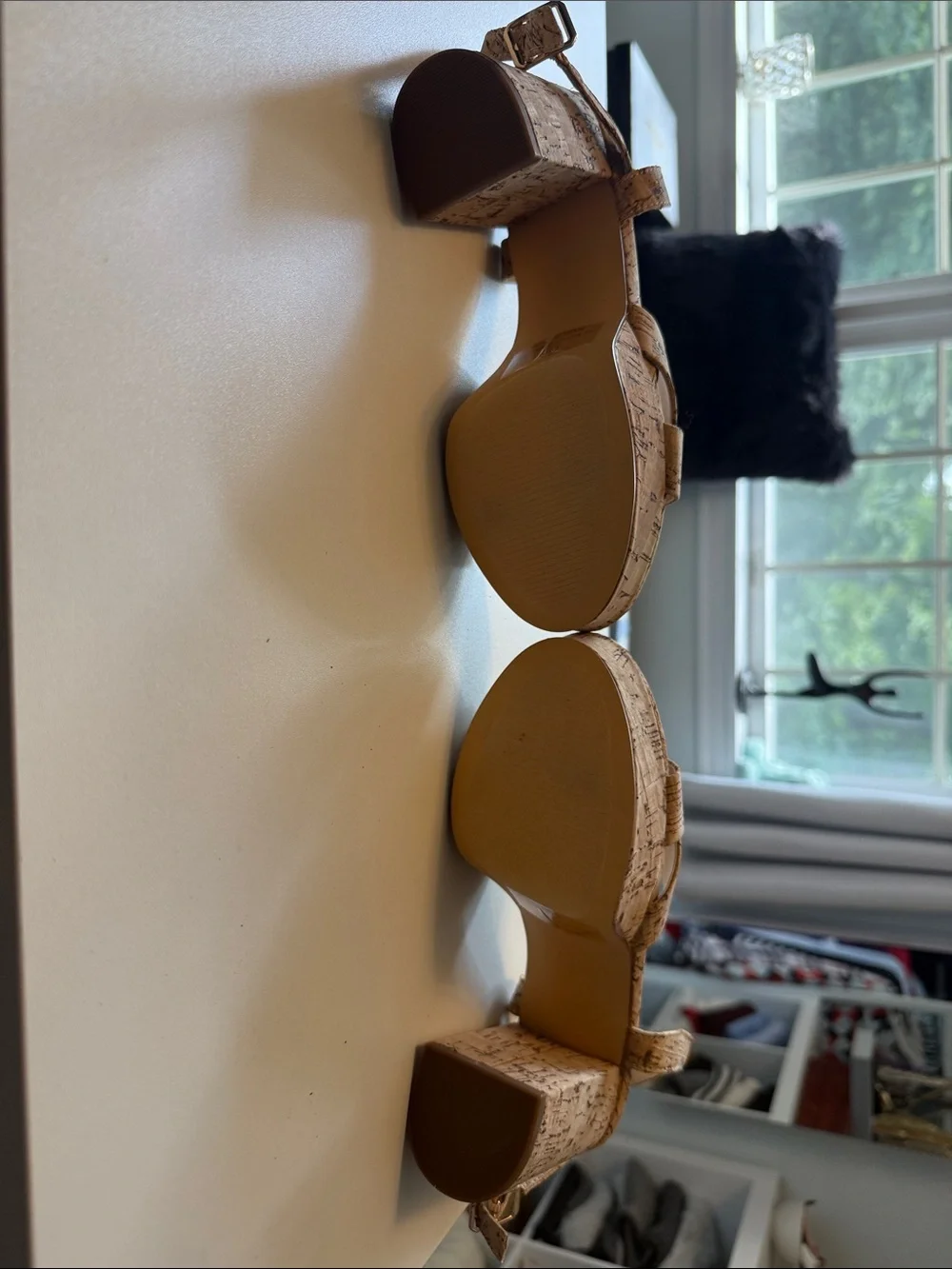 Lulu's Cork-Textured Block Heel Sandals in Tan